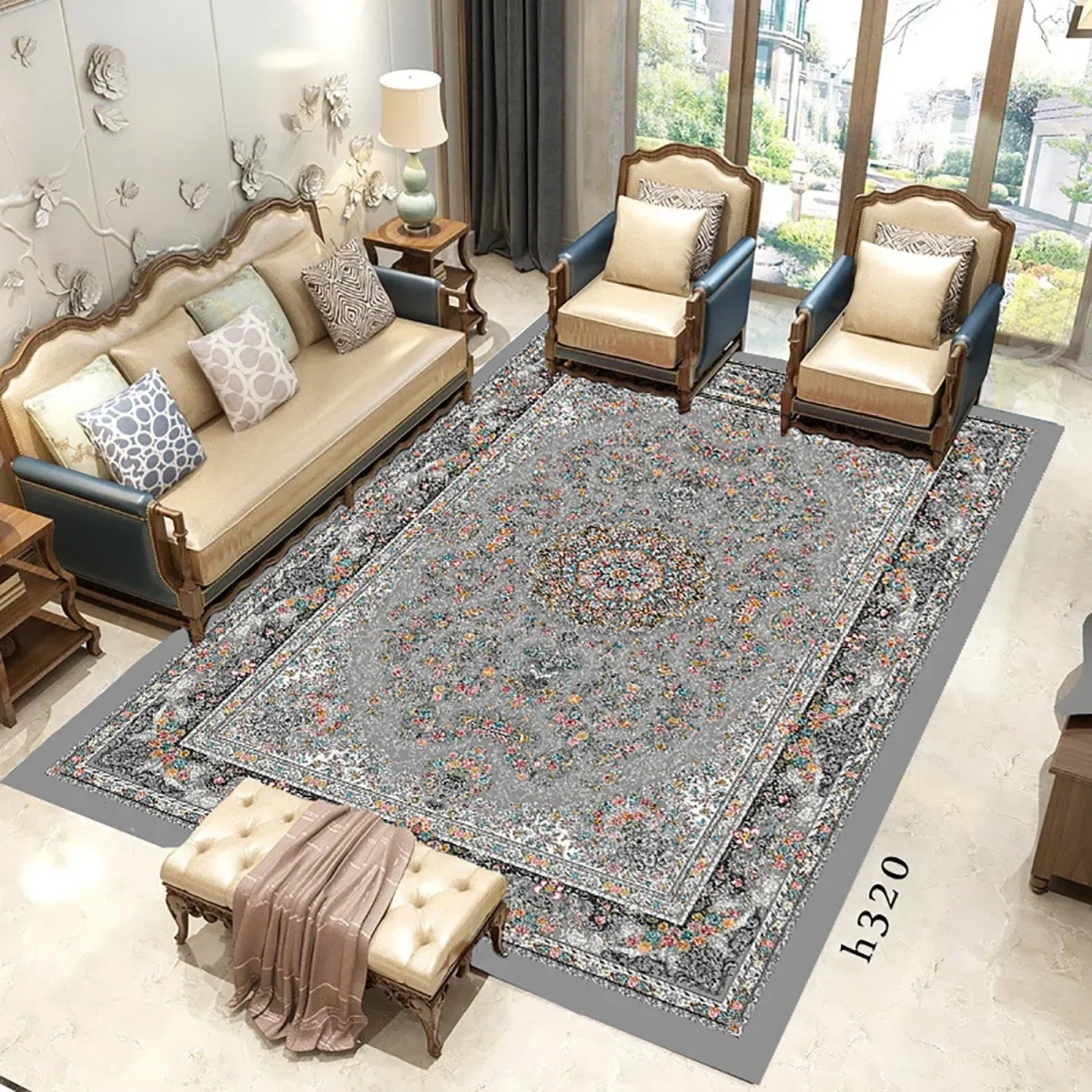 فرشینه طرح باغ گل H320