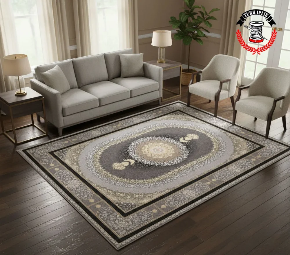 روفرشی کشدار طرح مدرن طوسی مشکی h278-2 - تصویر 2