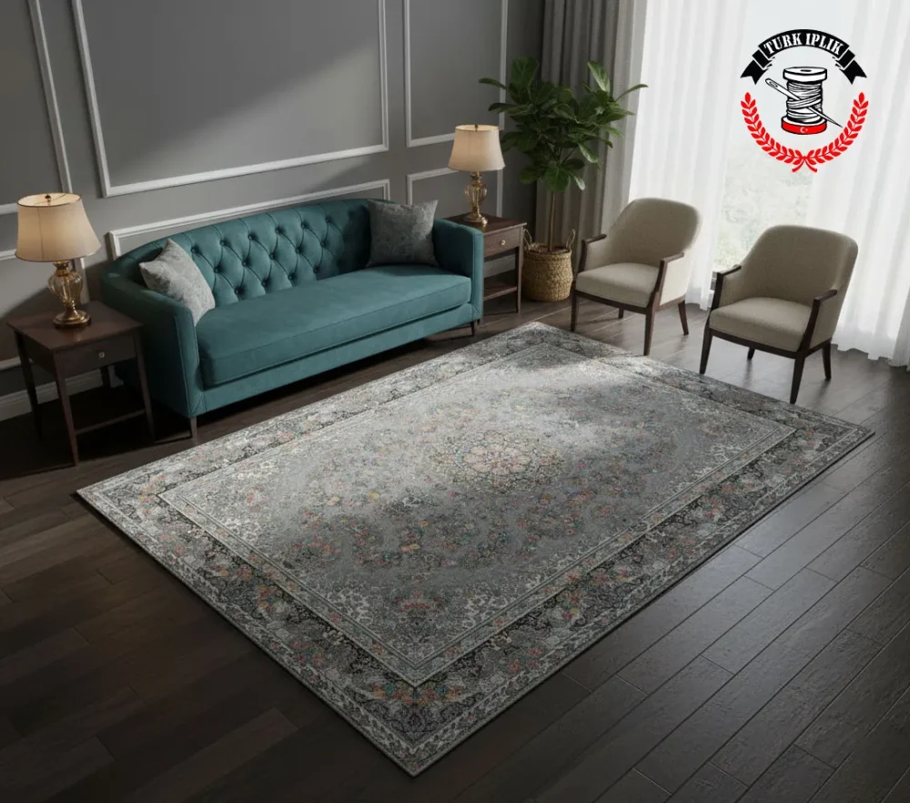فرشینه ترک طرح باغ گل با جنس مخمل کادیفه ترک و ضد لک + ترمز گیر آلمانی