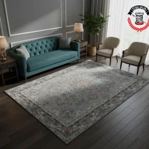 فرشینه ترک طرح باغ گل با جنس مخمل کادیفه ترک و ضد لک + ترمز گیر آلمانی