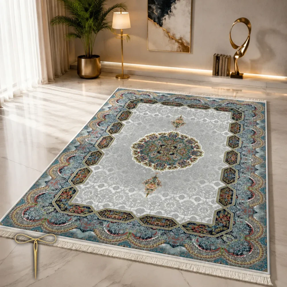کناره سنتی آبی فیروزه ای کد H134-1-c - تصویر 2