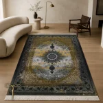 کناره خردلی طوسی وینتیج طرح ترنج کد H144-c