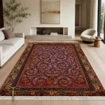 فرش قرمز بنفش طرح اسلیمی 12 متری کد H439 - تصویر 2